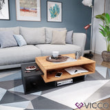 Vicco Table Basse Bari, Anthracite/Chêne de Force doré, 105 x 32 cm