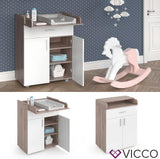 Vicco Commode à Langer Lena, Blanc/Sonoma/Sonoma, 75 x 100 cm