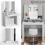 Vicco Coiffeuse Nora, Blanc, 90 cm avec éclairage LED