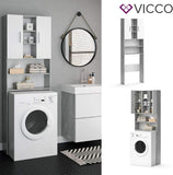 Vicco Armoire Machine à Laver Luis, Béton/Blanc, 190 x 64 cm