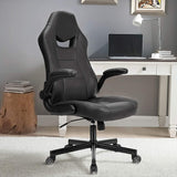 VICCO Chaise de Bureau, Fauteuil Bureau Pivotante Ergonomique, Chaise Gaming en Cuir PU avec Accoudoir Rabattable, (Noir)