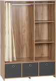 VICCO Armoire penderie, Armoire de Rangement, Dressing, Garde-Robe avec Tringle, Rideaux, 3 tiroirs