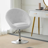 VICCO Fauteuil Lounge Réglable en Hauteur Similicuir, Chaise de Coiffeur Fauteuil Pivotant Fauteuil Cocktail avec Accoudoirs  Blanc