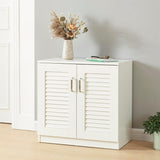 Meuble à Chaussures Armoire à Chaussures pour 6 Paires Meuble de Rangement avec Portes Ajourées pour Entrée Dressing MDF 62 x 63 x 36 cm Blanc