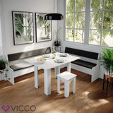 Vicco Banquette de Salle à Manger Roman, Blanc/Anthracite, 136 x 42 cm