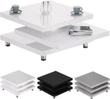 VICCO Table Basse Gris laqué Table de Salon modulable Table Basse carrée Moderne 72x72cm