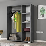 Armoire pour Chambre Portant à Vêtements Garde-Robe Ouvert avec Barre de Penderie 4 Compartiments de Rangement Panneau