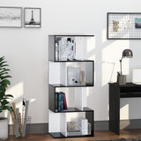 VICCO Bibliothèque étagère Meuble de Rangement Design Contemporain en S 4 étagères 60L x 24l x 148H cm Noir Blanc