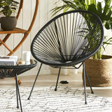 VICCO Fauteuil intérieur et jardin style Acapulco spaghetti design moderne Sunflower - Noir