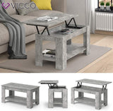 Vicco Table Basse Lorenz, Béton, 100 x 50 cm avec Fonction d'élévation