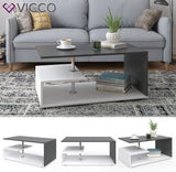 Vicco Table Basse Guillermo, Blanc/Anthracite, 91 x 41 cm