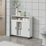 VICCO Meuble de Rangement de Salle de Bain sur Roulette Organisateur à Portes Coulissantes 71 x 70 x 20 cm Gris Foncé