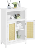 VICCO Meuble de Salle de Bain, Armoire de Rangement Toilette, 2 Portes en Rotin, 1 Étagère Réglable en Hauteur