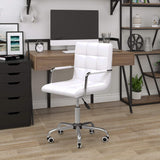 VICCO Chaise de Bureau Fauteuil Manager pivotant Hauteur réglable revêtement synthétique capitonné Blanc