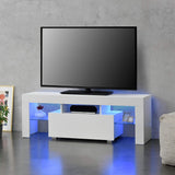 VICCO Meuble TV avec Éclairage LED Multicolore Banc Support Design avec Étagères de Verre et Tiroir Panneaux de Particules Mélaminés