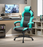 VICCO Chaise de Bureau, Fauteuil Gaming, Réglable en Hauteur, Appuie-tête Réglable Bleu