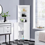 VICCO Meuble/Armoire Rangement Salle de Bain, Meuble d'angle Toilette Haute Blanche avec Placards Tablettes Réglables et 3 Étagères 60 x 31,5 x 163 cm