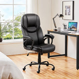 VICCO Chaise de Bureau en Similicuir avec Dossier Haut Ergonomique Support Lombaire Hauteur Réglable Noir