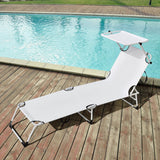 Bain de Soleil Transat Chaise Longue Pliable avec Pare-Soleil Acier